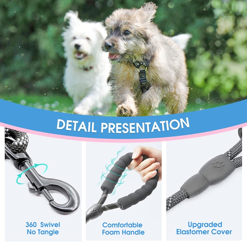 BAAPET 2/4/5/6 FT Dog Leash with Comfortable Padded Handle and Highly Reflective Threads for Small Medium and Large Dogs (5FT-1/3'', Black) - Image 3